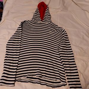 Men Lacoste size M pullover, white and Navy stripes.